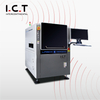 I.C.T |PCB máquina de impresión de marcado láser con código Qr de mosca de fibra con rotativo