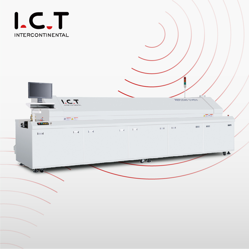 I.C.T |Máquina de soldadura con horno de reflujo infrarrojo de 9 zonas de alta estabilidad SMT