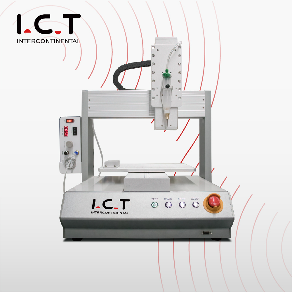 I.C.T | Máquina de pegamento de sobremesa cob de 3 ejes con dispensación PCB en producción SMT