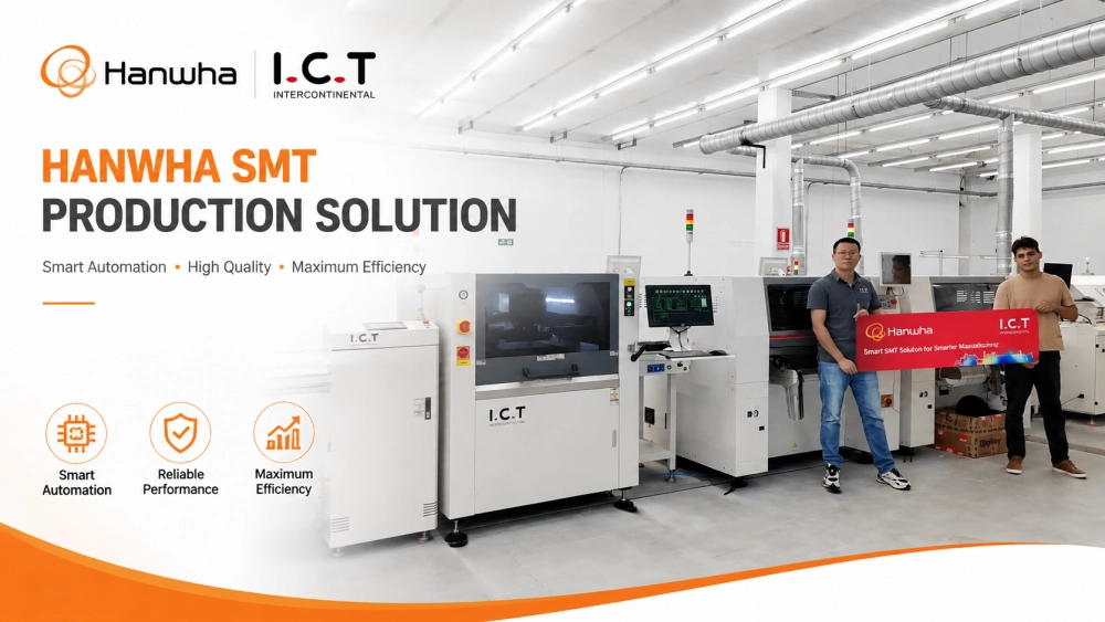 I.C.T Hanwha SMT L&iacute;nea de producci&oacute;n.webp