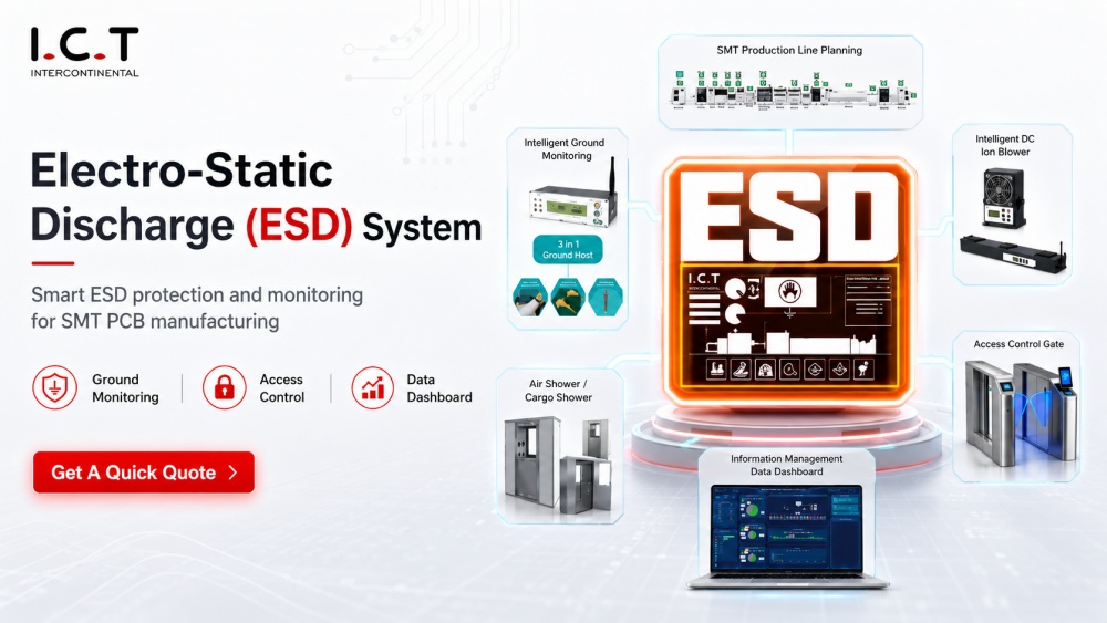 Electro-Static Discharge (ESD) System in SMT PCB Manufacturing Sistema de descarga electrostática (ESD) en la fabricación SMT PCB