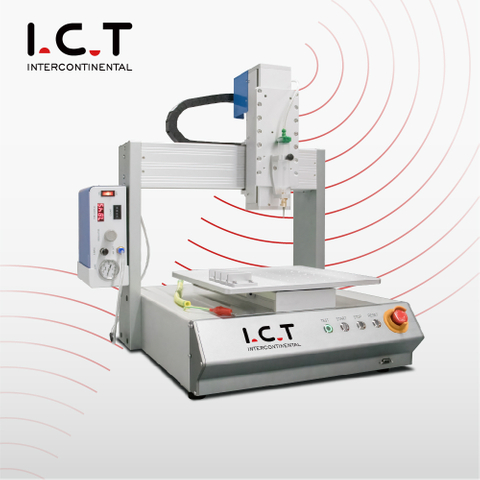 I.C.T | Máquina de pegamento de sobremesa cob de 3 ejes con dispensación PCB en producción SMT