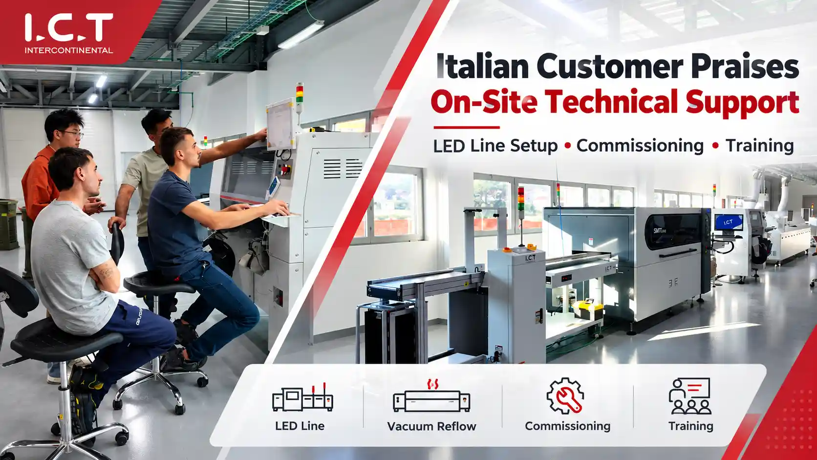 El fabricante italiano LED elogia la I.C.T asistencia t&eacute;cnica in situ para la nueva LED l&iacute;nea de producci&oacute;n.webp