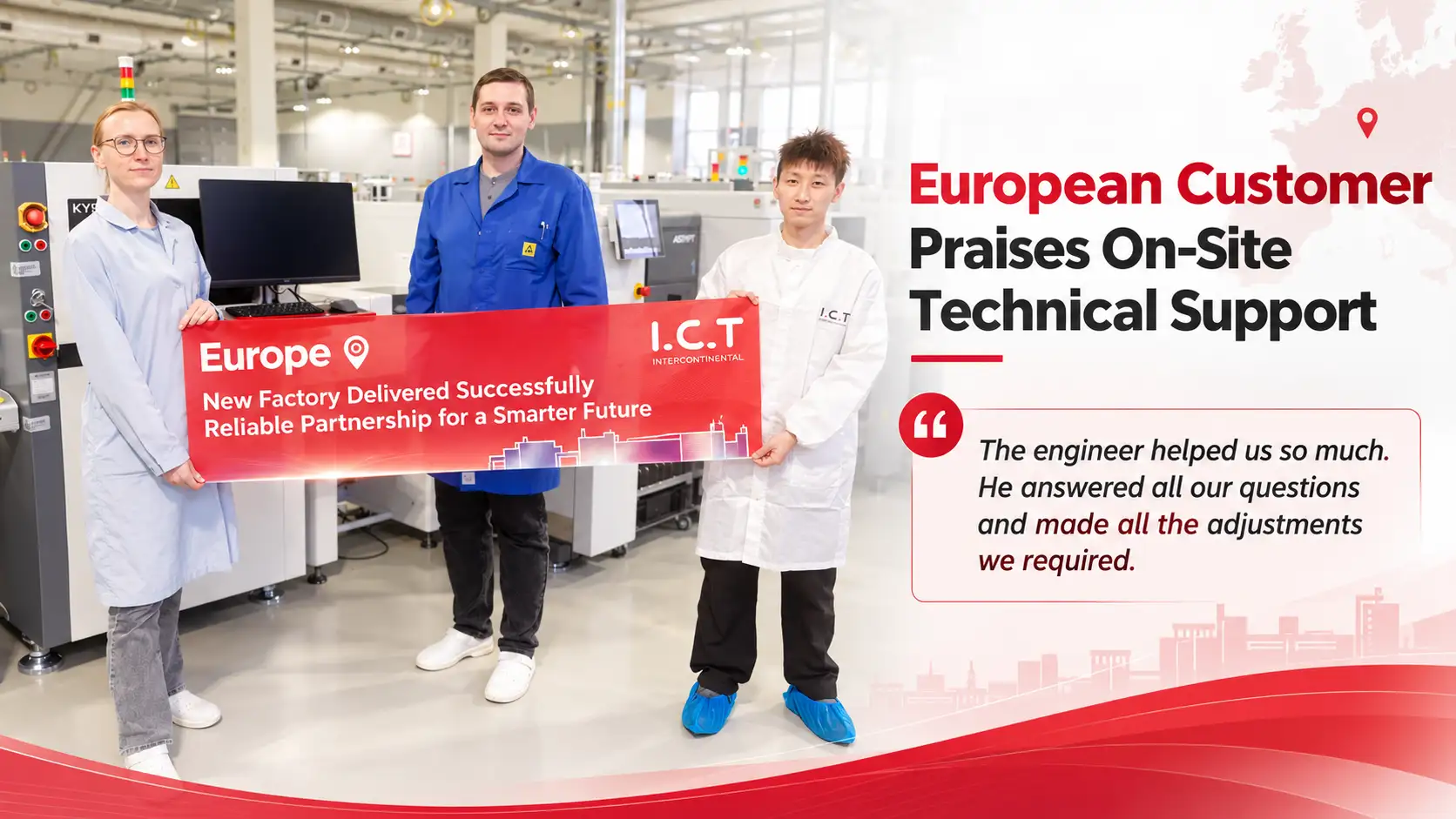 Un cliente europeo elogia la I.C.T asistencia t&eacute;cnica in situ por la SPI AOI Training.webp